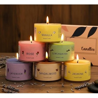Colorful Scented T-Light Candles – Fragrant Tealights for Home Decor, Parties, Spa & Aromatherapy – Multicolor Decorative T-Light (Set of 1 (6 Candles))