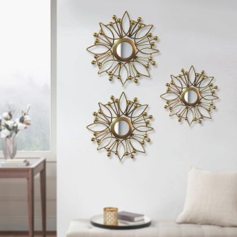 Metal Wall Art with Mirror for living room and Home Decorations