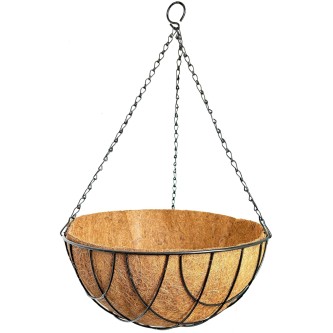 Metal Hanging Basket with Chain and Coco Liner, Designer Hanging Basket for Indoor and Outdoor
