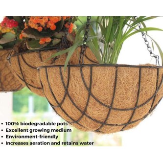 Metal Hanging Basket with Chain and Coco Liner, Designer Hanging Basket for Indoor and Outdoor