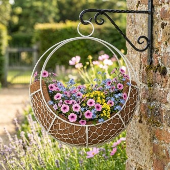 Round Metal Hanging Nest Basket Planter with Coconut Liner