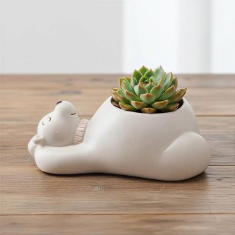 Cute Polar Bear Resin Flower Pot for Table Decor