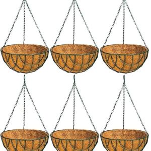 GARDEN DECO 10 Inch Coir Hanging Basket (Green, Set of 6 Pcs)